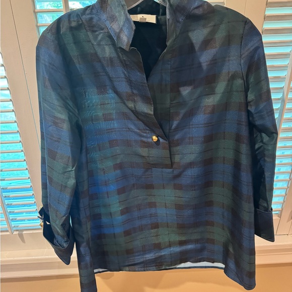 Tuckernuck Blue and Green Plaid Blouse - Picture 4 of 7